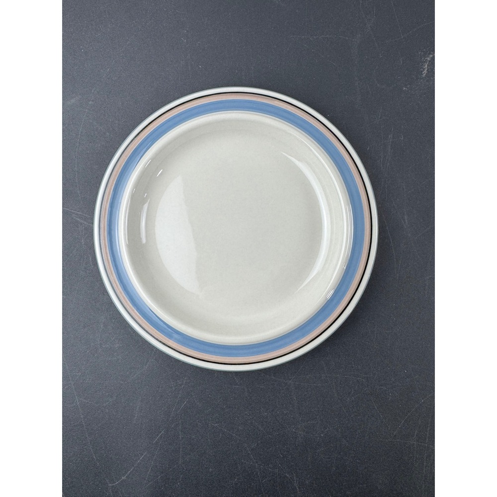 Arabia‎ Finland Uhtua Bread Butter Plate 6.75" Blue Peach Bands Inkeri Leivo 87
